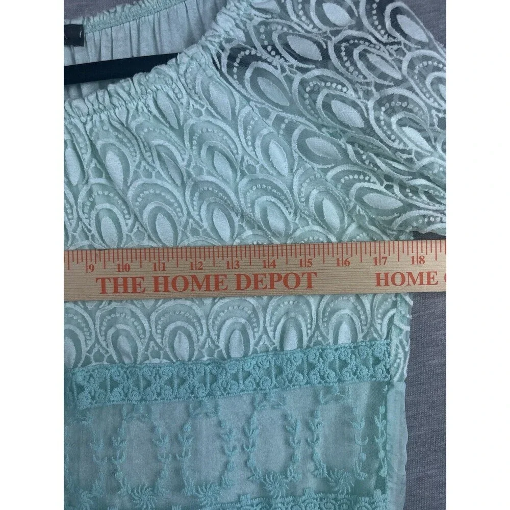 Lola Women's Blouse Green Silk Lace Long Sleeve Top Sz S / M Made in Italy - Picture 9 of 13